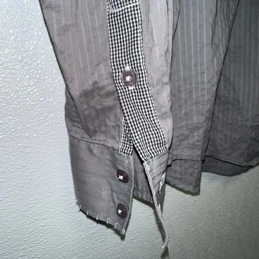 Men's Patroncito Button Down Dress Shirt, Gray, Size M - Picture 3 of 13